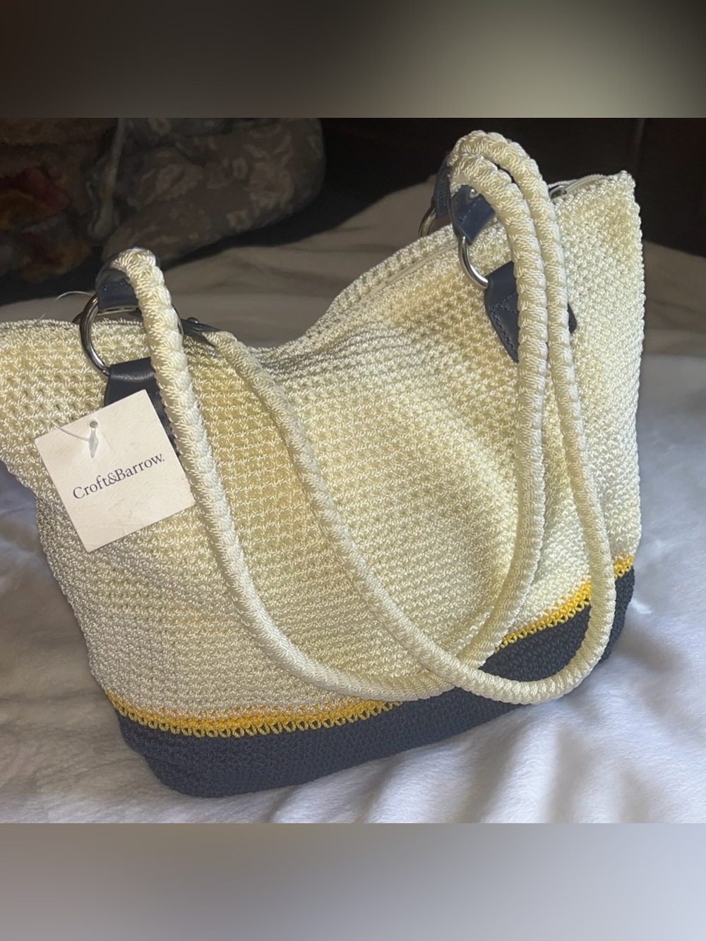 Croft & Barrow Colorblock Shoulder Bag, Zip Closure, Lined, Silver Hardware